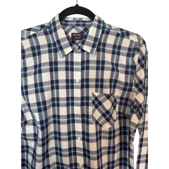 2/$30 NWT Untuckit Size 6 Women’s Sorbo Blue & White Plaid Long-Sleeved - Picture 5 of 15